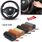 DIY Leather Car Steering Wheel Cover with Needles Thread Stitch Wrap