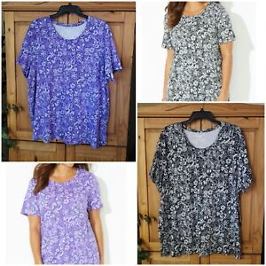 Catherines Womens 3XP Petite 26/28, Lot of 2, Gray & Purple Easy Fit Tees Tops