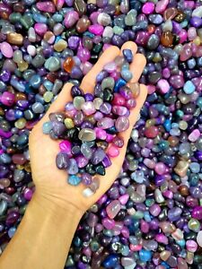 Tumbled Crystals Mix Dyed Agates Colorful Gemstones Bulk Chips Healing Stones