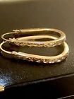 14K gold earrings diamond cut hoops Made In Israel, 1.2 Length From End To End