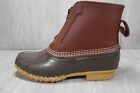LL Bean Men's Brown Leather Front Zip Fleece Lined Insulated Duck Boots 7 8 9