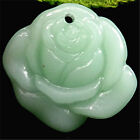 AA23 25x23x7mm Beautiful LIGHT GREEN Jade carved flower Pendant bead