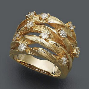 Fashion Wedding 18k Yellow Gold Plated Rings Cubic Zirconia Jewelry Size 6-10