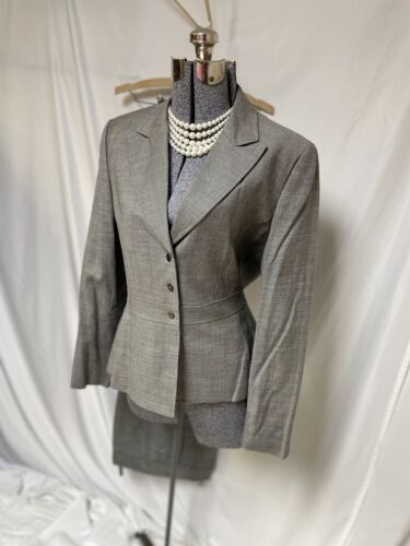 Tahari ASL Pant Suit Size 12 Two Piece Set 33X31 Wool Blend Executive