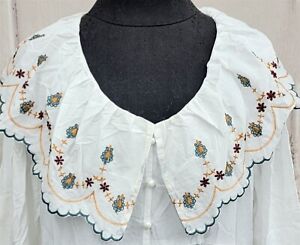 Victorian Trading Cottage Charm Embroidered Floral Peter Pan Collar Nightgown XL