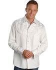 Scully Men's Embroidered Gunfighter Long Sleeve Pearl Snap Western Shirt White