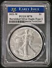 2021-W Type 2 Burnished Silver Eagle PCGS SP70 Early Issue 2021 West Point Mint
