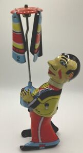 New ListingAntique Tin Clown Tin Man W/Spinning Umbrella Children’s Toy Collectible