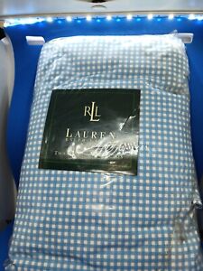 Ralph Lauren Standard Beach House Pillowcases Blue Gingham Rare