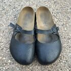 Birkenstock Maria Mary Jane Mule Shoes Womens 37 Slides Clogs Black Leather