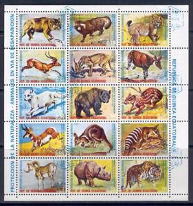 Fauna E36 Wild Animals Sheet 15v Guinea Eq 1974