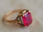 3Ct Emerald Cut Lab Created Ruby Vintage Engagement Ring 14K Rose Gold Plated