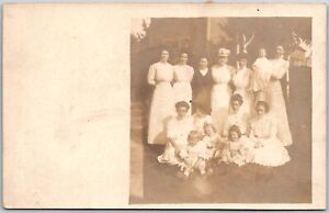 Mrs. Durham Grey Family Photograph White Long Gowns Children Adults Postcard