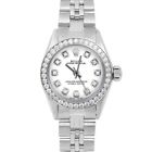 Rolex Ladies Oyster Perpetual White Diamond Dial Diamond Bezel Watch