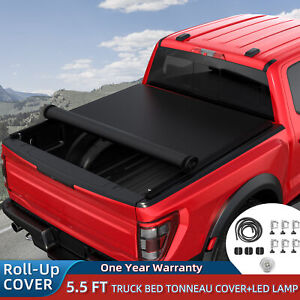 5.5FT Tonneau Cover Roll Up Soft For 2009-2024 Ford F-150 Short Truck Bed W/ LED (For: Ford F-150)