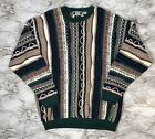 Vintage Sutter & Grant Sweater Mens XL Green Textured COOGI Style 80s 90s Knit