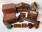 Vintage Trinket Jewelry Boxes Lot Wood & Many Other Handmade Wooden Items