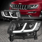 [LED DRL]FOR 14-16 JEEP GRAND CHEROKEE PAIR PROJECTOR HEADLIGHT LAMP BLACK/CLEAR (For: 2016 Jeep Grand Cherokee)