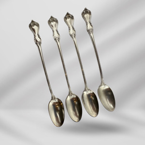 Reed and Barton Marlborough Antique Sterling Ice Tea Spoons Set Of Four