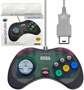 Retro-Bit Official Sega Saturn Controller Pad - Original Port - Slate Grey