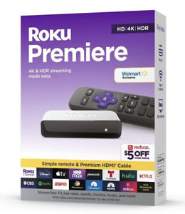 Roku Premiere 4K/HDR Streaming Media Player with HDMI Cable & Remote *BRAND NEW*