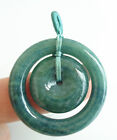 Certified Green Natural Type A Jadeite Double Safety Circle Donut Pendant