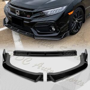 For 2017-2021 Honda Civic Si Coupe Sedan Painted Black Front Bumper Spoiler Lip (For: Honda Civic)