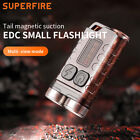 SUPERFIRE Mini EDC Keychain Flashlight Rechargeable Work Brightest Small Torch