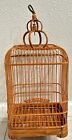 Large Square Bamboo Asian Hand Carved Bird Cage 20.5” x 10” Excellent Condition