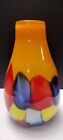 Unique Abstract Multi-Color Hand-Blown Glass Vase 12 1/2 Inches