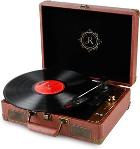 Record Player Vinyl JDR Turntable with Bluetooth Speakers 3-Speed Portable Suitc