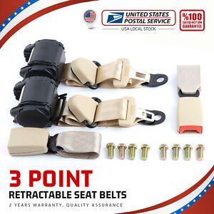 New Listing2Pc Universal Lap Seat Belt 3 Point Adjustable Safety Seat Belt for Go/Golf Cart