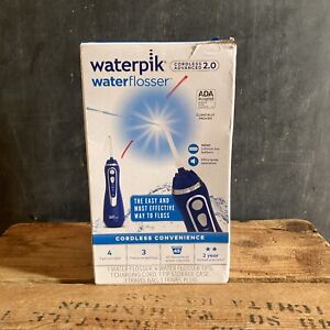 New ListingWaterpik Blue Cordless Advanced 2.0 Water Flosser 4 Tips WP-583CD Open Box READ