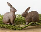 New ListingSet of 2 - Small Distressed Brown Sitting BUNNIES - Primitive Farmhouse Decor