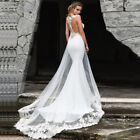 Mermaid Wedding Dress Sexy See Through Back Sleeveless Lace Appliques  Gowns