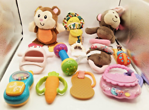 Mixed Brands of Baby Plush, Rattles and Teethers Lot of 10