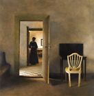 Handmade Oil Painting repro Peter Ilsted Interior with White Chair