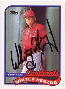 New Listing-HOF- 1989 -Whitey Herzog- Vintage Topps Signed/Autograph/Auto Baseball Card