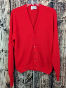Vintage Lord Jeff Jefflon Cardigan Sweater Mens XL Red Grandpa USA 100% Orlon