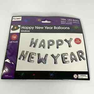 Happy New Year Balloons Decorations 16 Inch Silver Hanging Ribbon Decoration