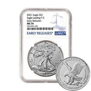 2021 $1 SILVER AMERICAN EAGLE ✪ NGC MS-70 ✪ TYPE 2 T2 COIN EARLY REL ER◢TRUSTED◣