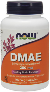 Now DMAE 250m 100 Veg Caps Dimethylaminoethanol Supports Neurotransmitter 4/24E