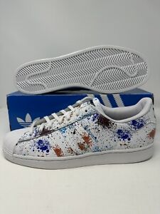Adidas Superstar Paint Splatter Multi White Blue Orange Sneakers D9770 Men Sizes