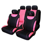 For Hyundai Car Seat Covers Set Black & Pink Polyester Pink Hearts Set New  (For: 2021 Hyundai Elantra)
