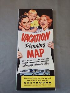 Vintage 1955 Greyhound Bus Vacation Planning Map Guide. Excellent!