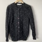 Vintage 70s Mohair Cardigan Sweater Carducci Black Multi Tinsel Decorative M