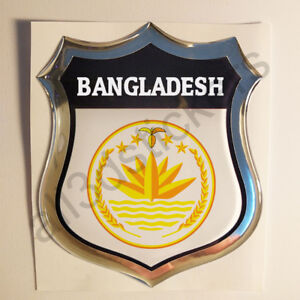 Sticker Bangladesh Emblem Coat of Arms Shield 3D Resin Domed Gel Vinyl Decal Car
