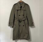 Vintage 1950s olive green double breasted All weather trenchcoat with belt.
