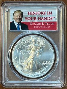 2021 American Silver Eagle T2 PCGS MS70 First Strike Donald Trump Holder