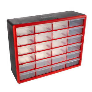 24 Drawer Storage Cabinet- Compartment Plastic Organizer- Desktop or Wall Mount